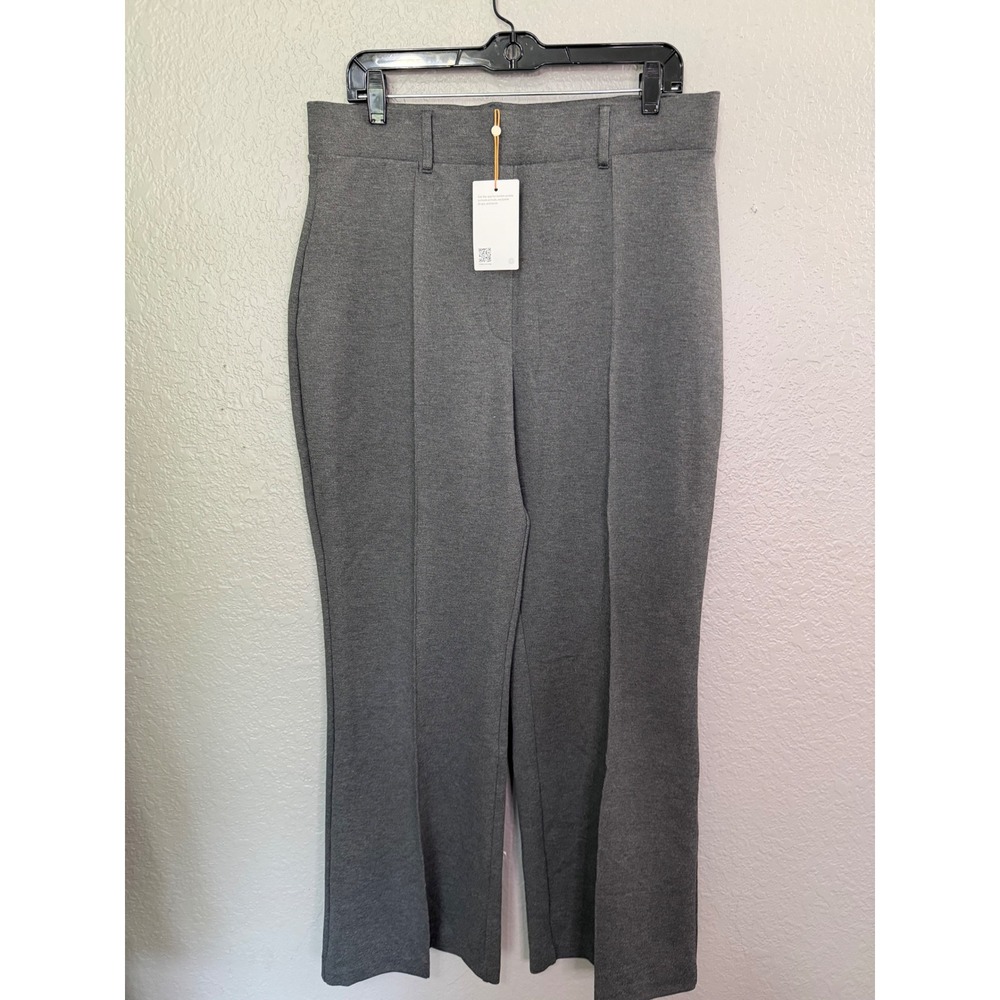 NWT Quince Ultra-Stretch Ponte Flare Leg Pants Charcoal Grey XL Heavy Pull On